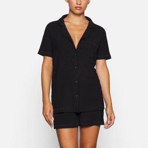 Skims Sleep Short-Sleeve Set in Onyx